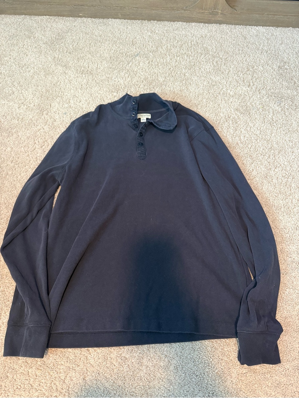 J. Crew Men's Navy Long-Sleeve Mock Nexk Henley Pullover